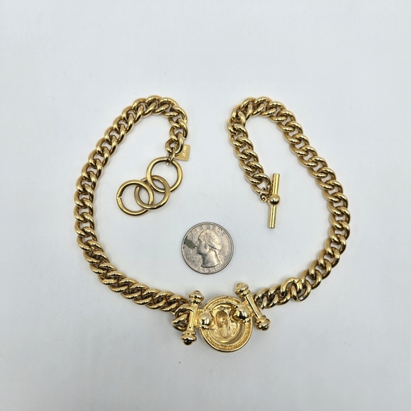 Anne Klein Lion Choker Necklace Goldtone 80s 90s Chunky Mogul Mobwife Statement - Picture 4 of 5